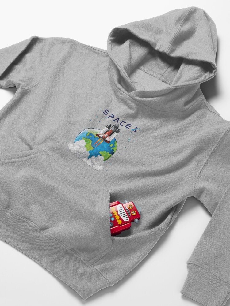 Alternate view of SPACE X ROCKET Kids Pullover Hoodie