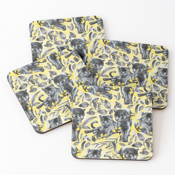 Item preview, Luminous Panther Pals framed in metallic botanical details  designed and sold by Perrin Le Feuvre.