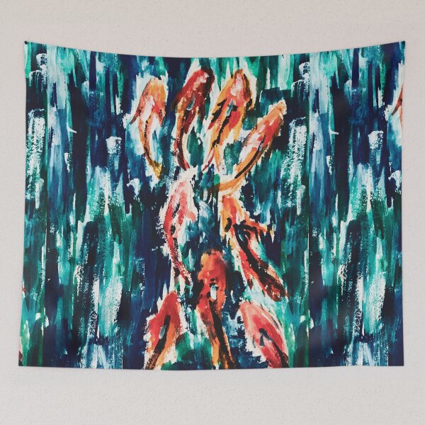 Item preview, Koi Fishes Breaking the Stream of Water Acrylic Painting designed and sold by carmdoesart.