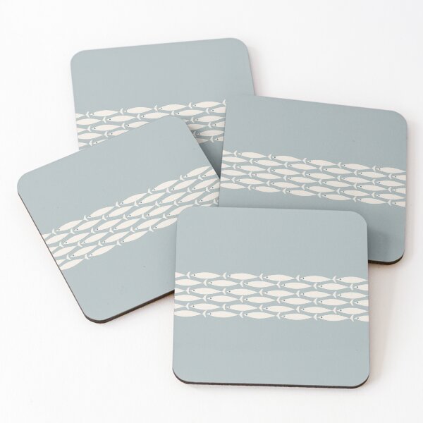 Item preview, Fish Stripe 6 - Minimalist Mid Century Modern Pattern in Light Blue-Grey and Cream designed and sold by kierkegaard.