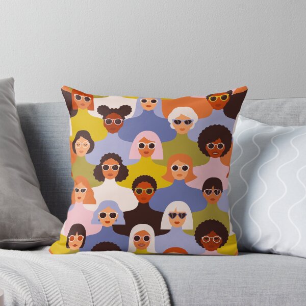 Item preview, Female diverse faces of different ethnicity pattern in the style of the 70s designed and sold by AngelinaBambina.