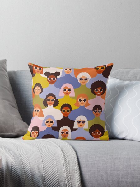Item preview, Female diverse faces of different ethnicity pattern in the style of the 70s designed and sold by AngelinaBambina.