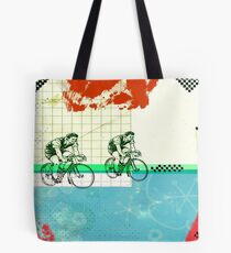 Cycling Mixed Media Collage Illustration Tote Bag
