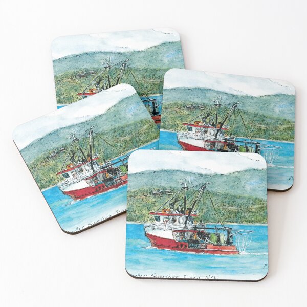 Australian Scene - Trawler - Snug Cove, Eden, NSW, Aus. Coasters (Set of 4)