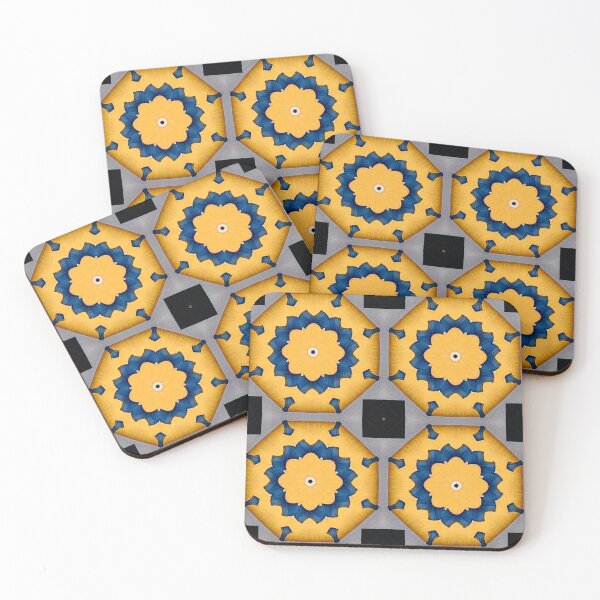Item preview, Repeating flower pattern with blue and yellow designed and sold by JohnyDas.