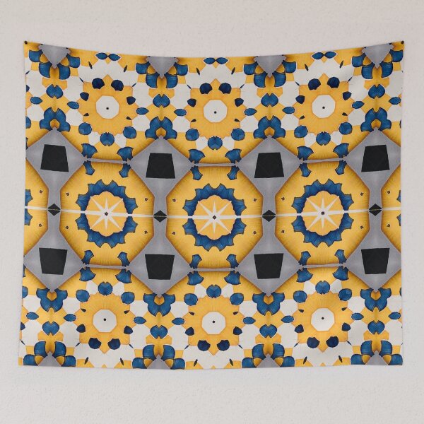 Item preview, Mirror design with blue and yellow flowers designed and sold by JohnyDas.