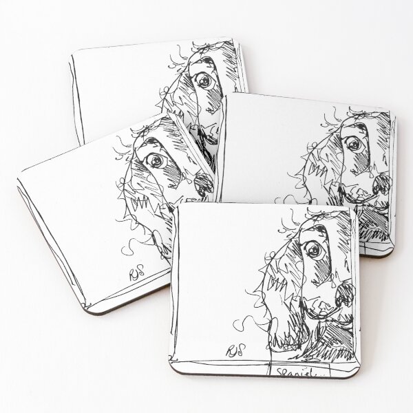 Item preview, Cocker Spaniel, stylized drawing in black ink designed and sold by Sherbertfizzers.