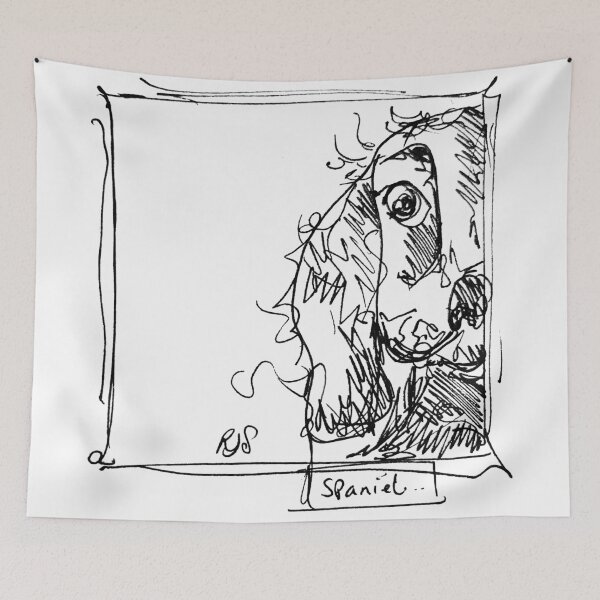 Item preview, Cocker Spaniel, stylized drawing in black ink designed and sold by Sherbertfizzers.