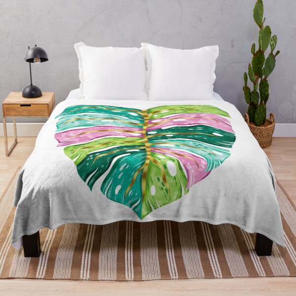 Item preview, watercolor monstera leaves, colorful leaves, tropical plant, tropical leaves, monstera deliciosa, watercolor botanical, plant lady gift designed and sold by Anaïs Illustration.