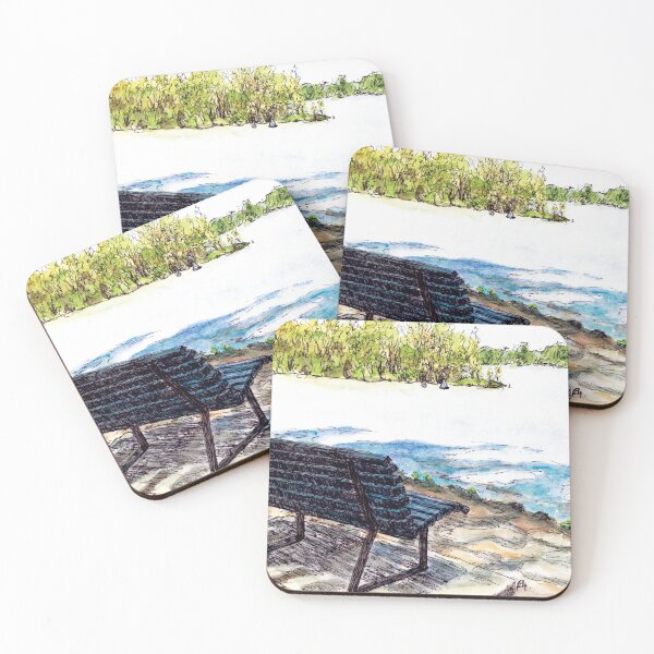 Australian Scene - Junction of Darling and Murray Rivers, Wentworth, NSW, Aus. Coasters (Set of 4)