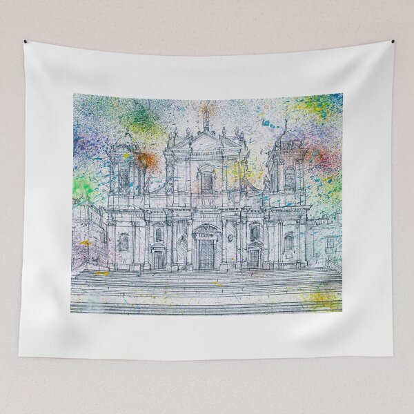 Item preview, NOTO Cathedral - SICILY - ITALY - watercolor and pencil portrait designed and sold by lautir.