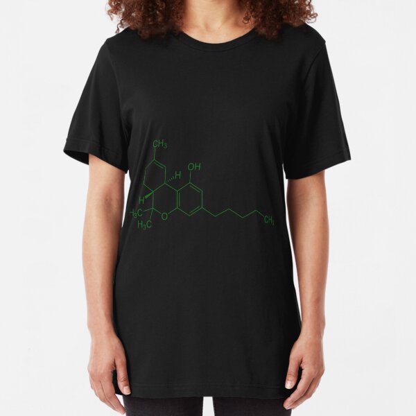 THC Molecule (Green) Slim Fit T-Shirt