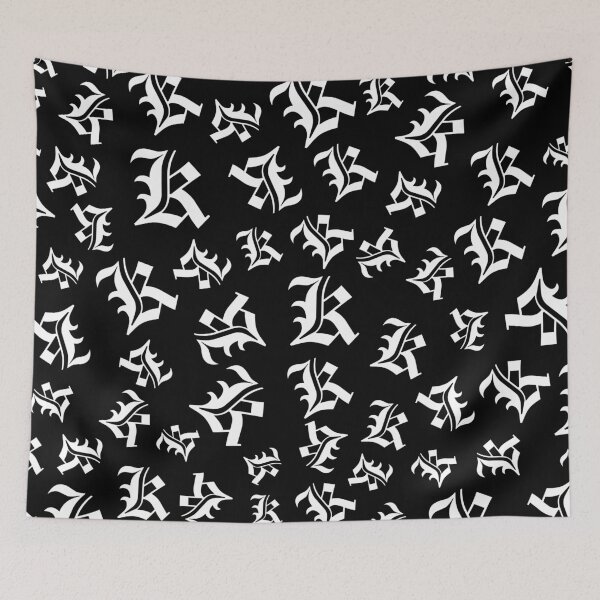 Item preview, K – Old English Initial White Letter K Pattern  designed and sold by Typeglyphs.