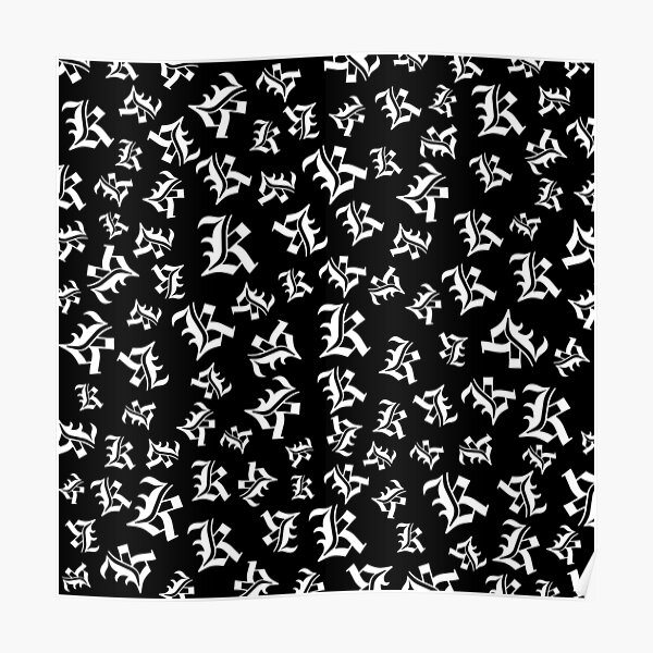 "K Old English Initial White Letter K Pattern " Poster by Typeglyphs