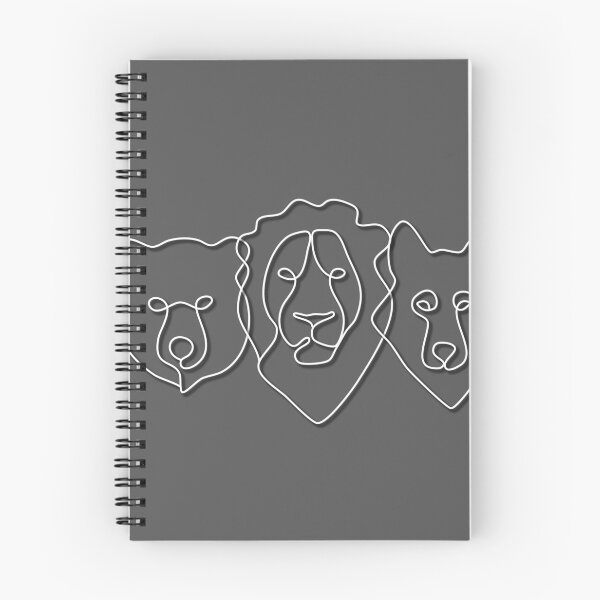 Item preview, Lion, wolf, and bear head line art in white in minimal style with grey background designed and sold by CiniArt.