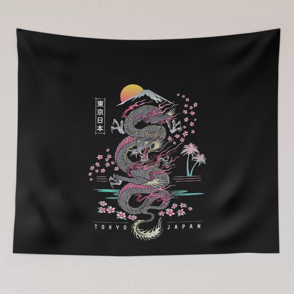 Item preview, Tokyo Japan Dragon Japanese Inspired 80s Style Dragon Tattoo Neon Dragon designed and sold by enjoytheshirt.