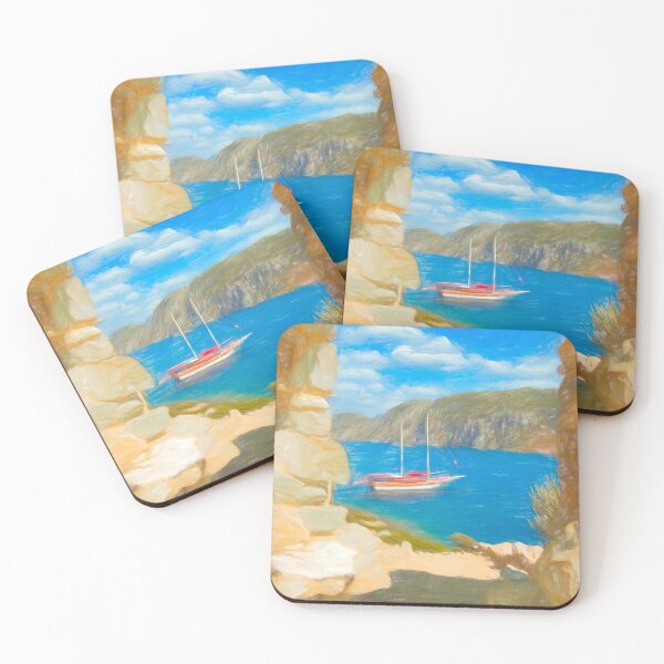Item preview, Sailboat anchored in an aegean bay in Turkey designed and sold by Stuart Chard Photography.
