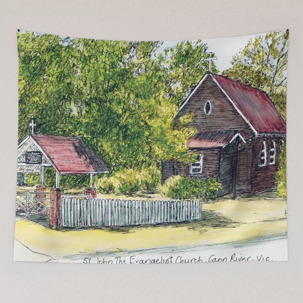 Item preview, Australian Scene - Old church, Cann River, Vic, Aus. designed and sold by Anne Huth.
