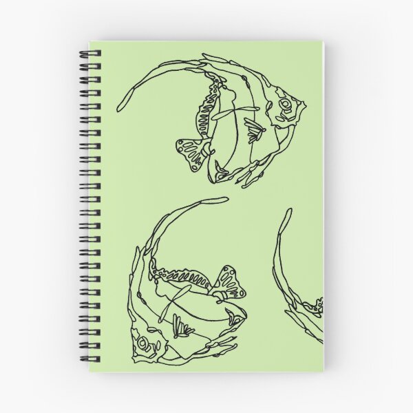 Item preview, Minimalistic swimming angelfish fish line art drawing designed and sold by The Red Shop.