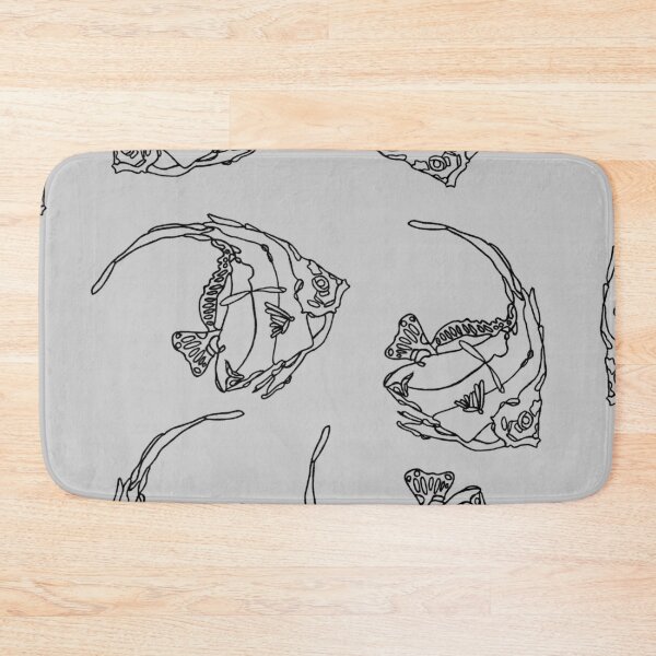 Item preview, Minimalistic swimming angelfish fish line art drawing designed and sold by The Red Shop.