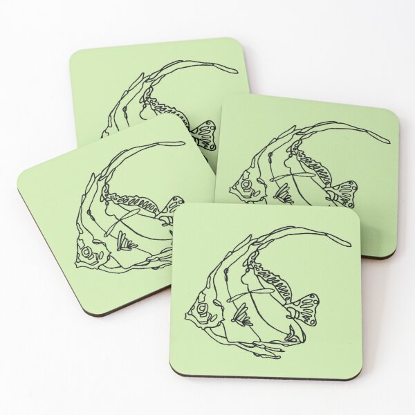 Item preview, Minimalistic swimming angelfish fish line art drawing designed and sold by The Red Shop.