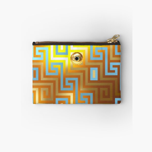 Item preview, Mati Evil Eye Dark Light Golds Blues Greek Keys designed and sold by Yiorgos Designs.