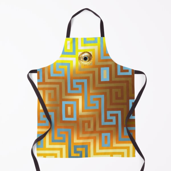 Item preview, Mati Evil Eye Dark Light Golds Blues Greek Keys designed and sold by Yiorgos Designs.
