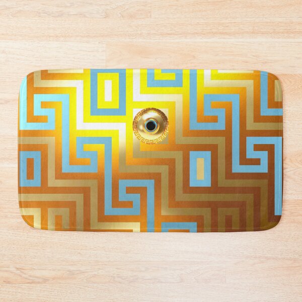 Item preview, Mati Evil Eye Dark Light Golds Blues Greek Keys designed and sold by Yiorgos Designs.