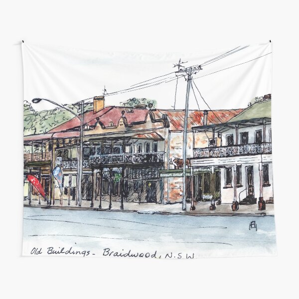 Australian Scene - Historic buildings, Braidwood, NSW, Aus. Tapestry