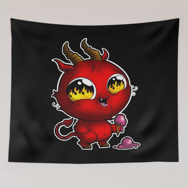 Item preview, Cute devil eating meliting ice cream - Fiery eyes designed and sold by HoreaCatalin.