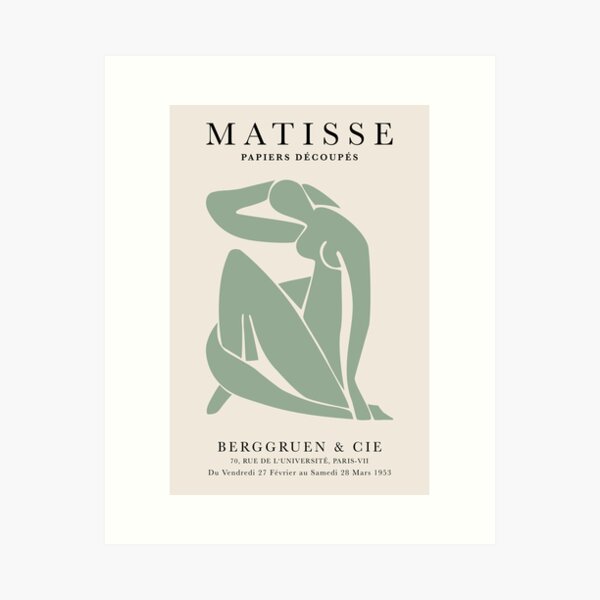 Henri Matisse Nu. Découpes en papier Art Green, Matisse Cutout's Impression artistique