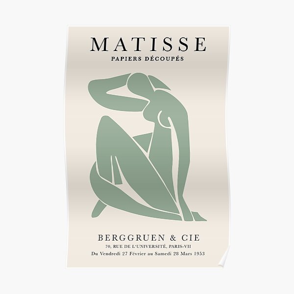 Henri Matisse Nude. Papier Decoupes Art Green, Matisse Cutout's Poster