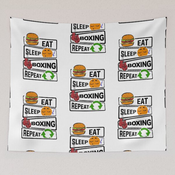 Item preview, Funny Eat Sleep Boxing Repeat illustration for Boxers designed and sold by KO-Design.