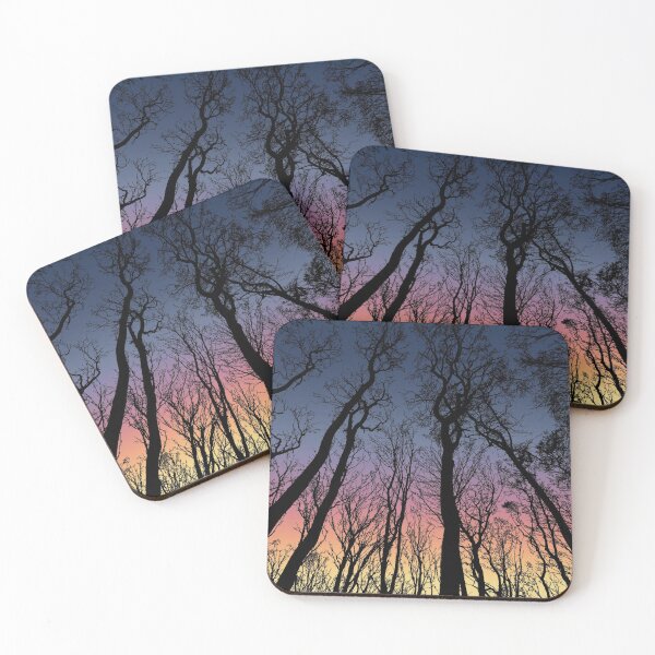 Item preview, Decorative black blue, purple and pink abstract colorful woods in the morning designed and sold by hyggekrog.