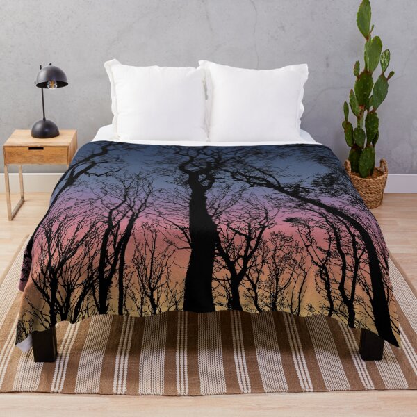 Item preview, Decorative black blue, purple and pink abstract colorful woods in the morning designed and sold by hyggekrog.