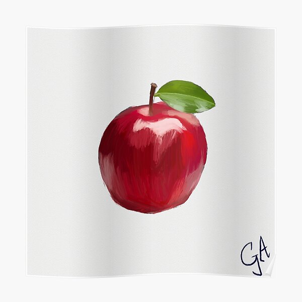 "Oil Painting Red Apple Emoji by ghostflowerart" Poster by ghostflowerl