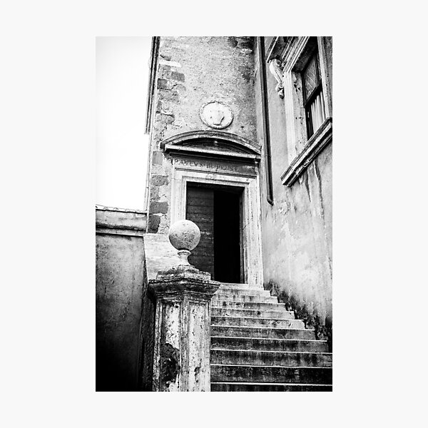 Old door and stairs of the Castel Sant' Angelo | Rome, Italy | Black and White Fine Art Photo Photographic Print