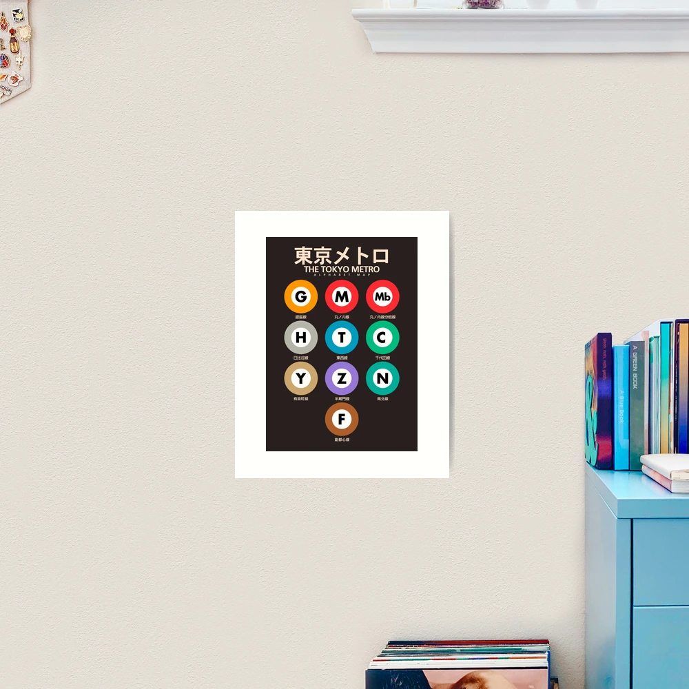 Tokyo subway alphabet map, City metro poster, japan