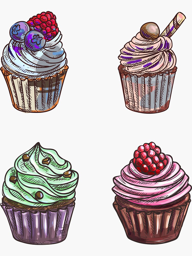 "Cup Cakes Sticker Pack" Sticker for Sale by MelinaRT Redbubble
