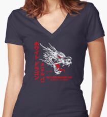 White Dragon Noodle Bar (aged look) Women's Fitted V-Neck T-Shirt