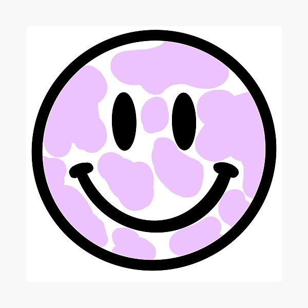 Light Purple Cow Print Smiley Face Photographic Print For Sale By stickersart Redbubble