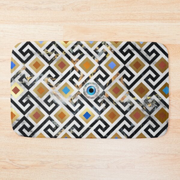 Item preview, Mati Evil Eye Black White Marble Golds Greek Keys designed and sold by Yiorgos Designs.
