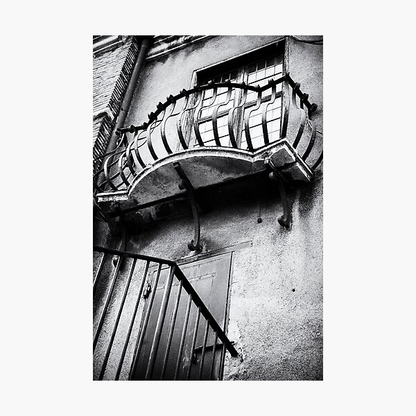Balcony and window of the Castel Sant' Angelo | Rome, Italy | Black and White Fine Art Photo Photographic Print