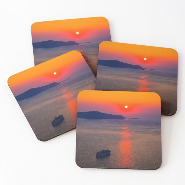 Item preview, Santorini Cruise Ship, Red Sunset designed and sold by Paul Thompson Photography.