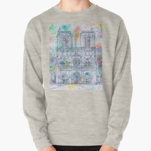 NOTRE-DAME de PARIS - watercolor and pencil portrait Pullover Sweatshirt