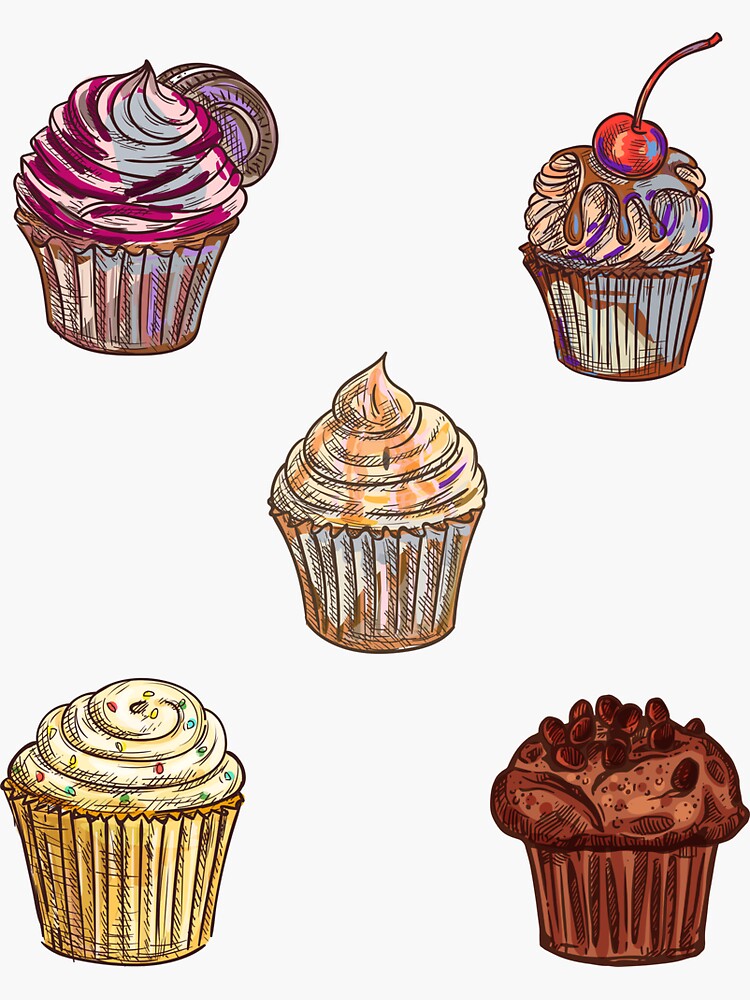 "Cup Cakes Sticker Pack" Sticker for Sale by MelinaRT Redbubble
