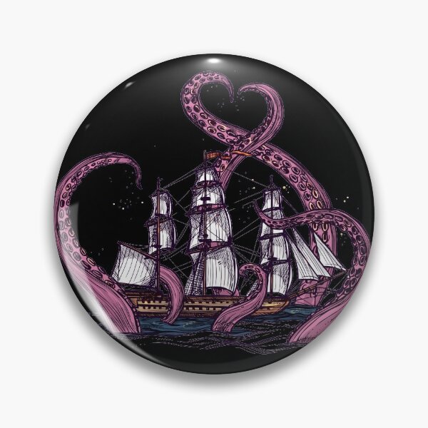 Item preview, Vintage Octopus Sea Monster Kraken with Ship Tentacles of Cthulhu designed and sold by XOZart.