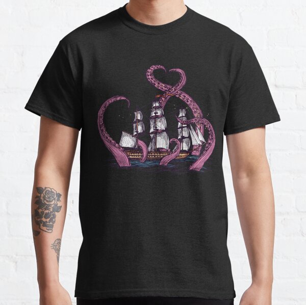 Vintage Octopus Sea Monster Kraken with Ship Tentacles of Cthulhu Classic T-Shirt