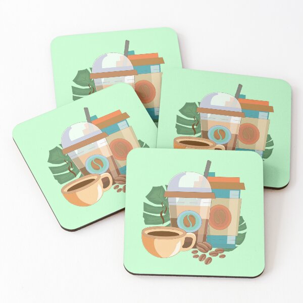 Item preview, Coffee art, cold coffee, coffee mug and coffee travel mug with leaves background  designed and sold by SGS-.