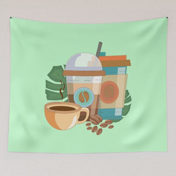 Item preview, Coffee art, cold coffee, coffee mug and coffee travel mug with leaves background designed and sold by SGS-.
